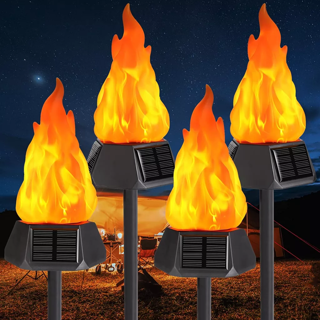 Toodour Solar Outdoor Torch Lights with Flickering Flame, Solar Pathway Decorative Lights, Waterproof LED Flame Torches for Outdoor Camping Garden Landscape Patio Path Yard Decorations