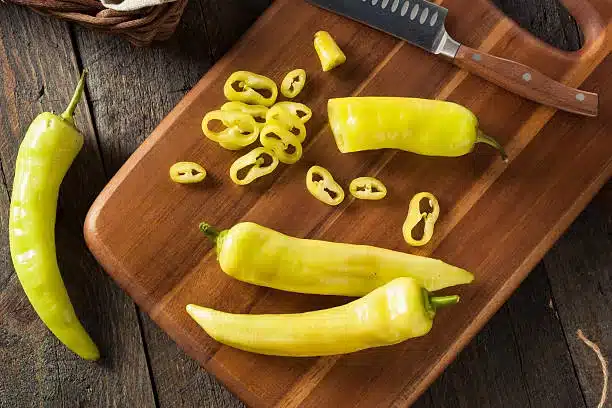 Raw Organic Yellow Banana Peppers Ready to Cut